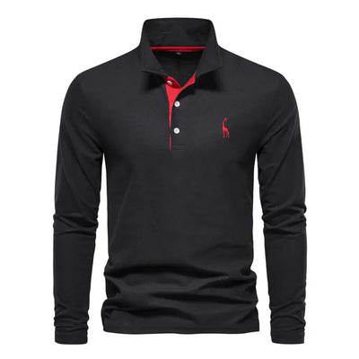 Long Sleeve Contrast Collar Polo Shirt