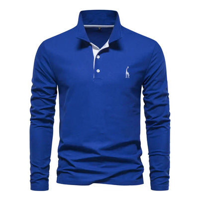 Long Sleeve Contrast Collar Polo Shirt