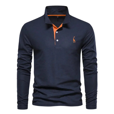 Long Sleeve Contrast Collar Polo Shirt