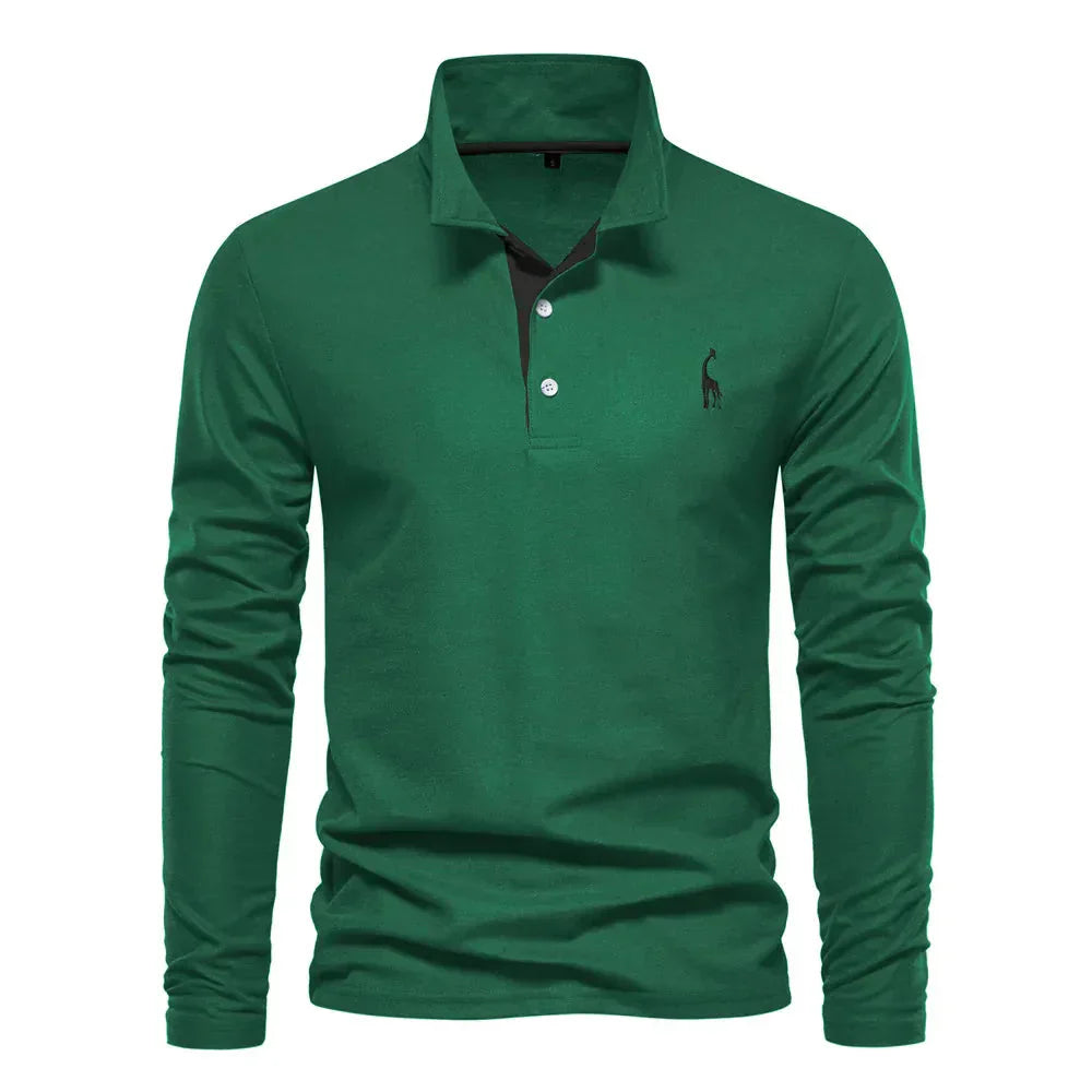 Long Sleeve Contrast Collar Polo Shirt
