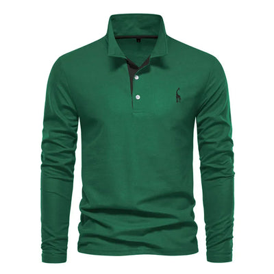 Long Sleeve Contrast Collar Polo Shirt