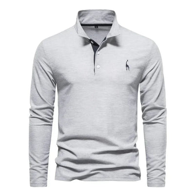 Long Sleeve Contrast Collar Polo Shirt