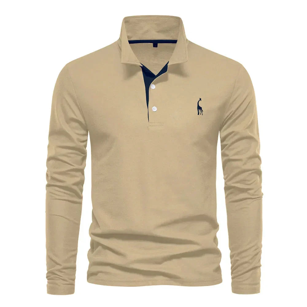 Long Sleeve Contrast Collar Polo Shirt