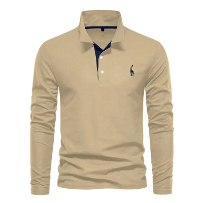 Long Sleeve Contrast Collar Polo Shirt