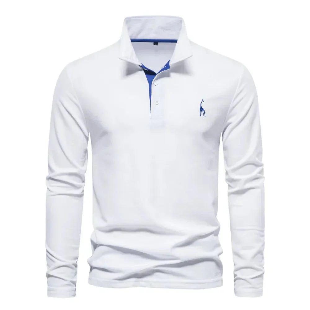 Long Sleeve Contrast Collar Polo Shirt