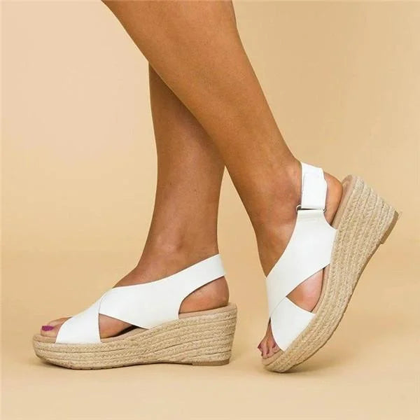 Cross-Strap Wedge Sandals
