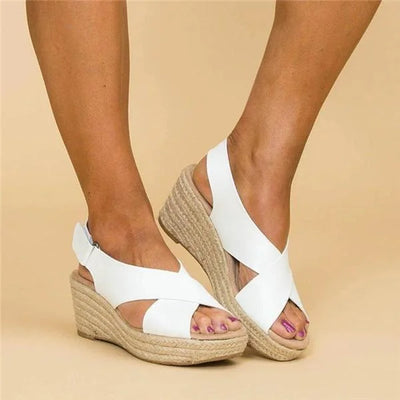 Cross-Strap Wedge Sandals