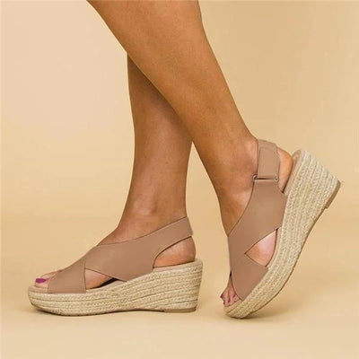 Cross-Strap Wedge Sandals