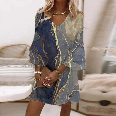 Flowy V-Neck Printed Dress