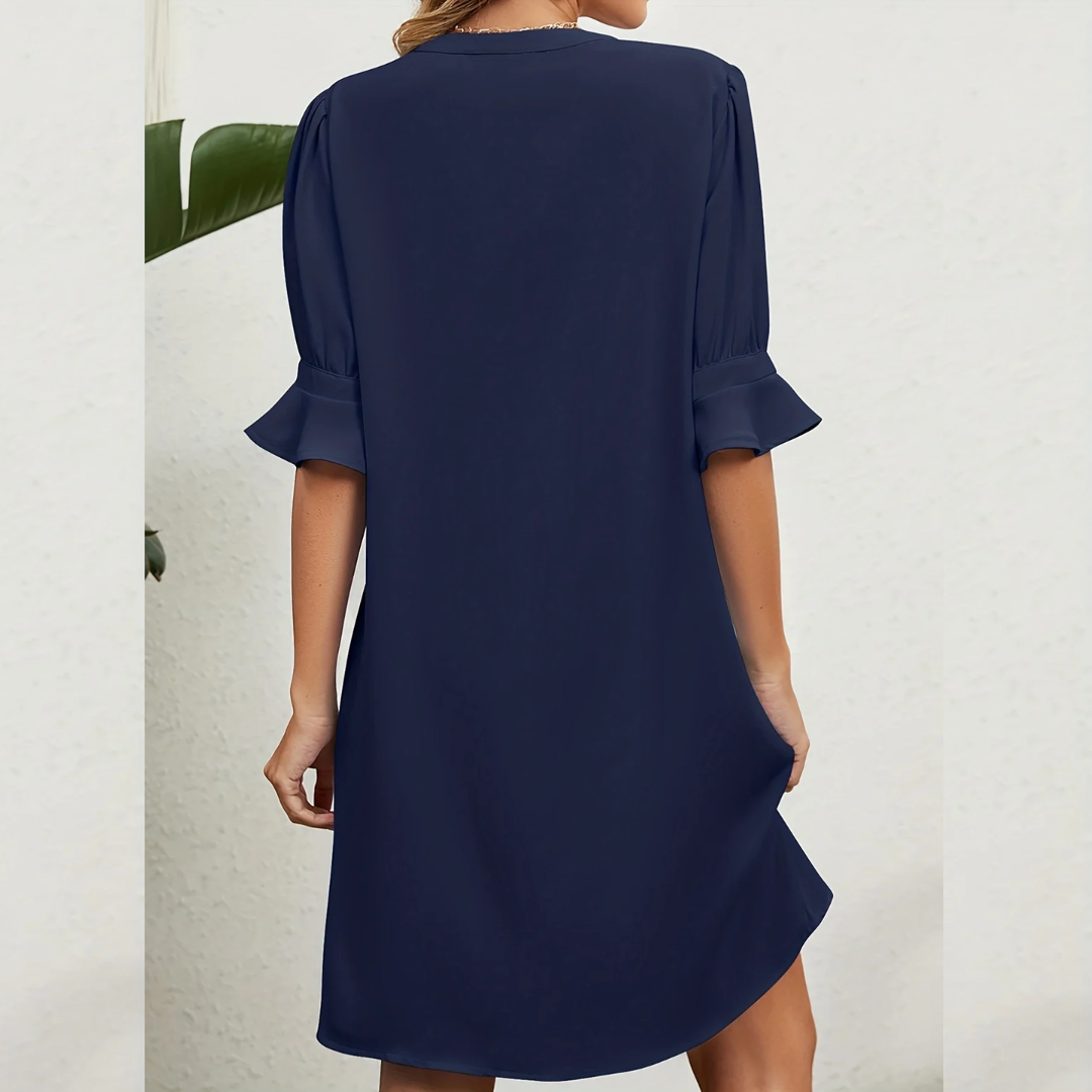 V-Neck Ruffle Sleeve Mini Dress