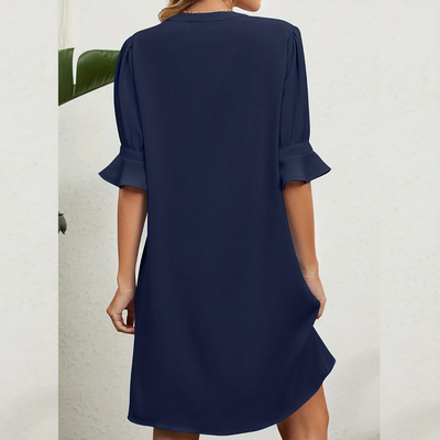 V-Neck Ruffle Sleeve Mini Dress