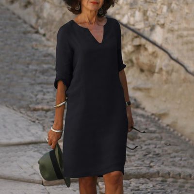 Elegant V-Neck Midi Dress