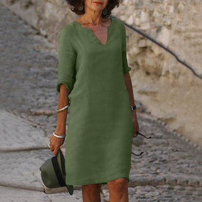 Elegant V-Neck Midi Dress