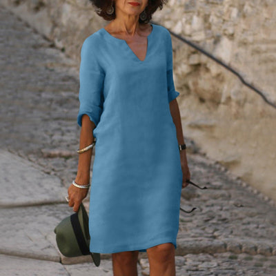 Elegant V-Neck Midi Dress