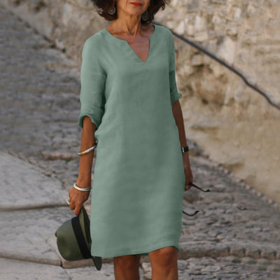 Elegant V-Neck Midi Dress
