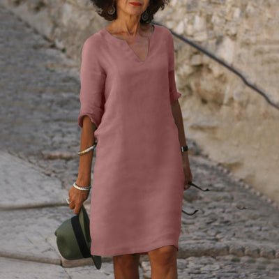 Elegant V-Neck Midi Dress