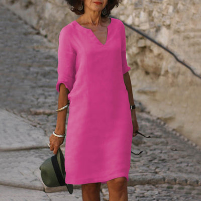 Elegant V-Neck Midi Dress