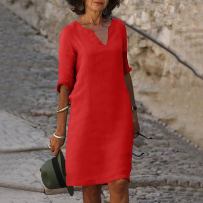 Elegant V-Neck Midi Dress