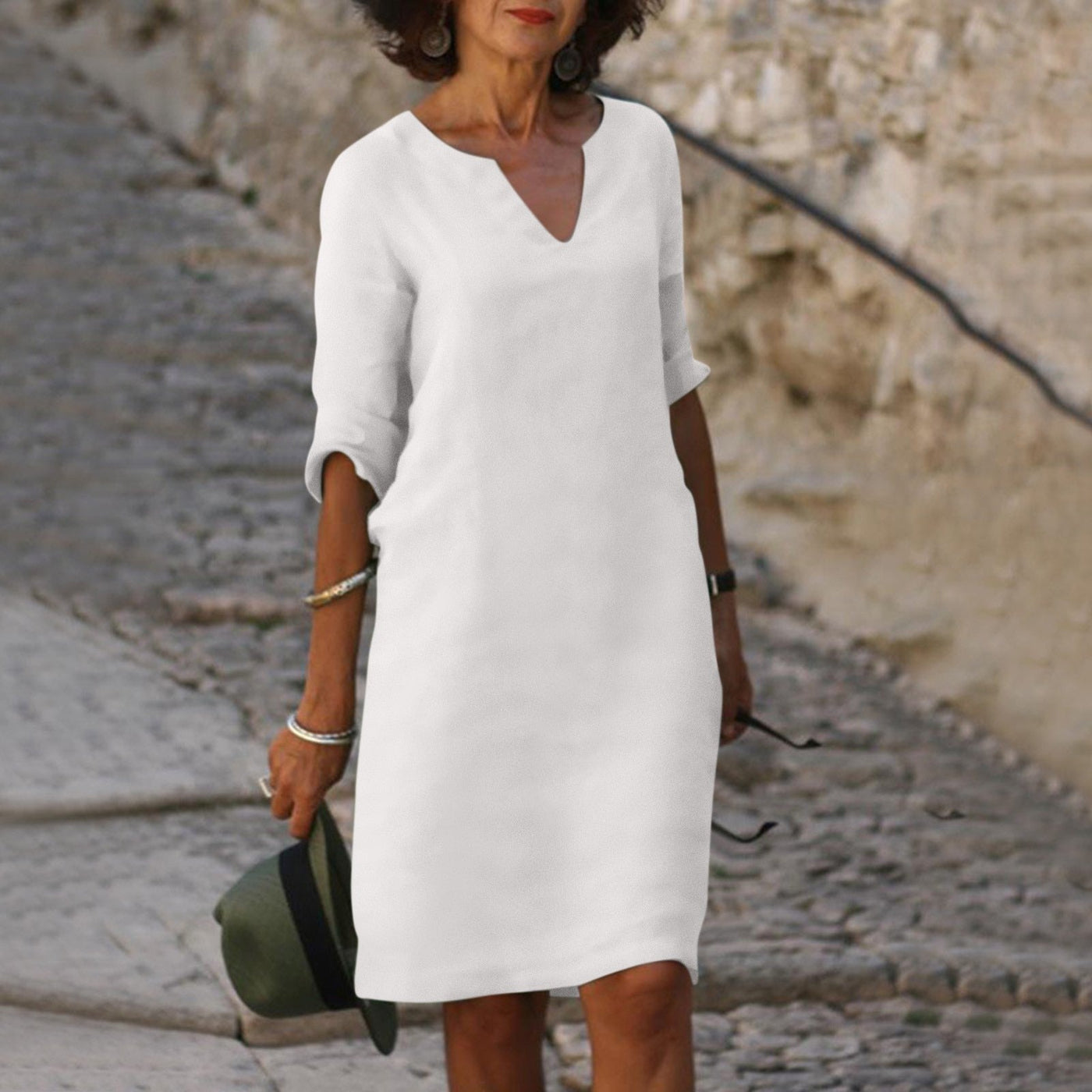 Elegant V-Neck Midi Dress