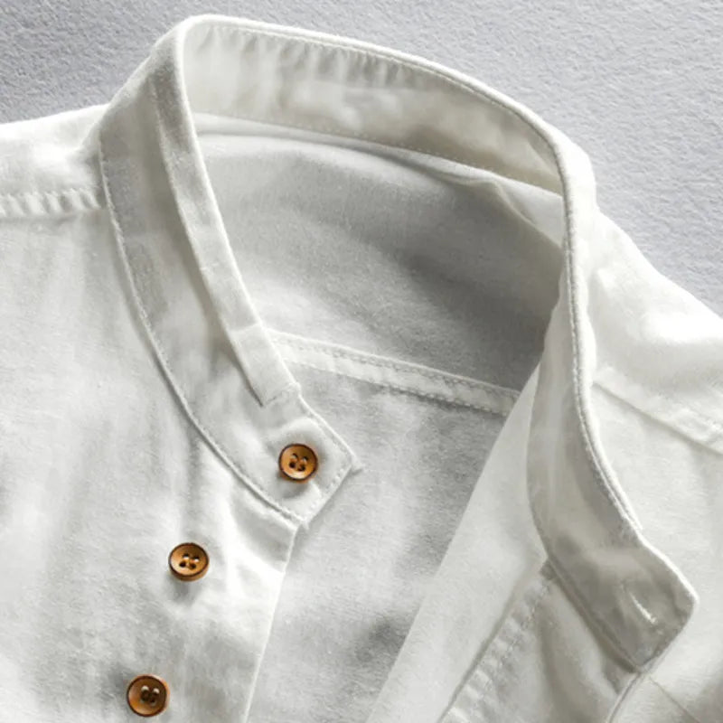 Stand Collar Button-Up Shirt