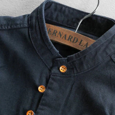 Stand Collar Button-Up Shirt