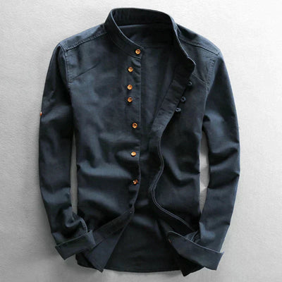 Stand Collar Button-Up Shirt
