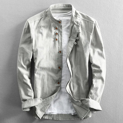 Stand Collar Button-Up Shirt