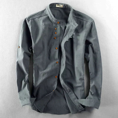 Stand Collar Button-Up Shirt