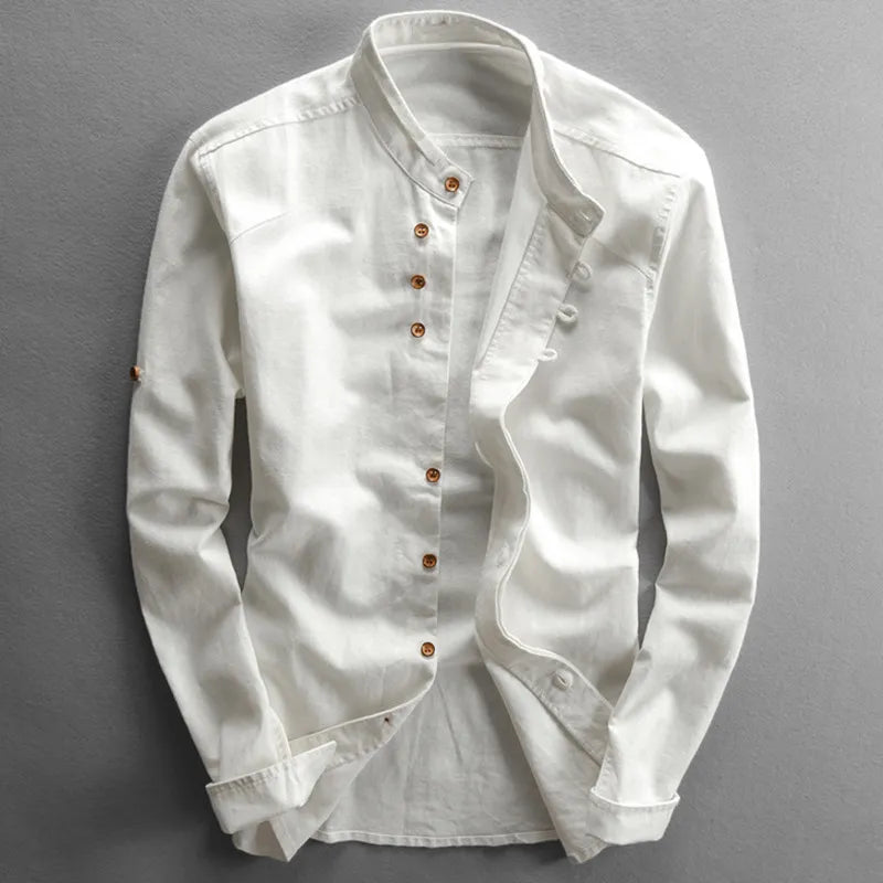 Stand Collar Button-Up Shirt