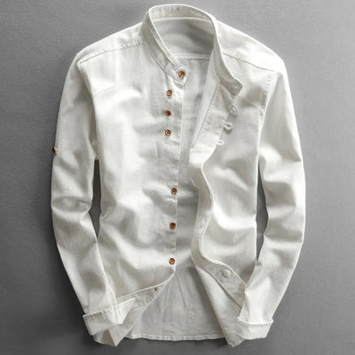 Stand Collar Button-Up Shirt